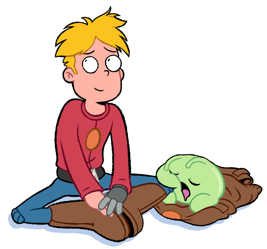 Download Boots Shirt Blonde Jacket Cute Sleeping Mooncake (Final Space) Gary Goodspeed TV Show Final Space Art