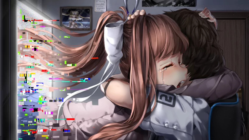 crying brown hair long hair twintails video game Doki Doki Literature Club! Image