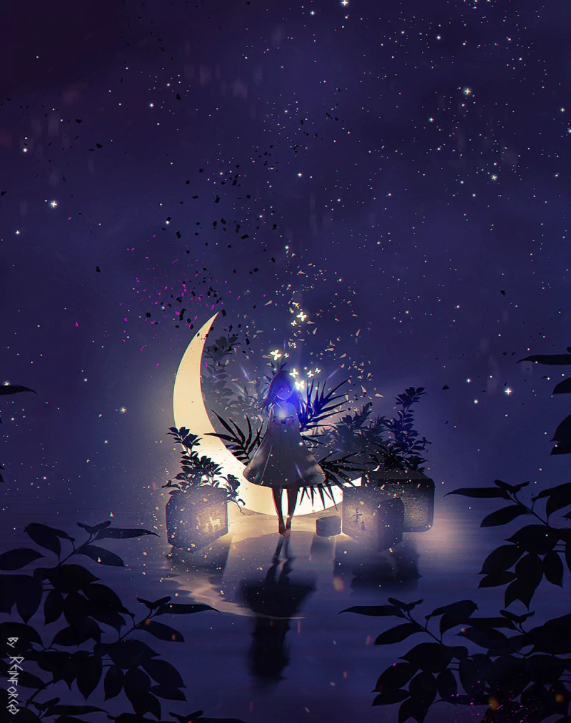reflection moon Anime Original Image