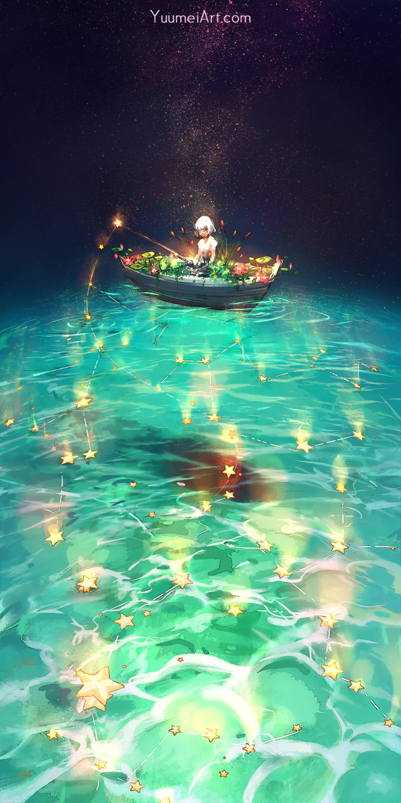  Girl fishing with the magical power of the stars by Yuumei