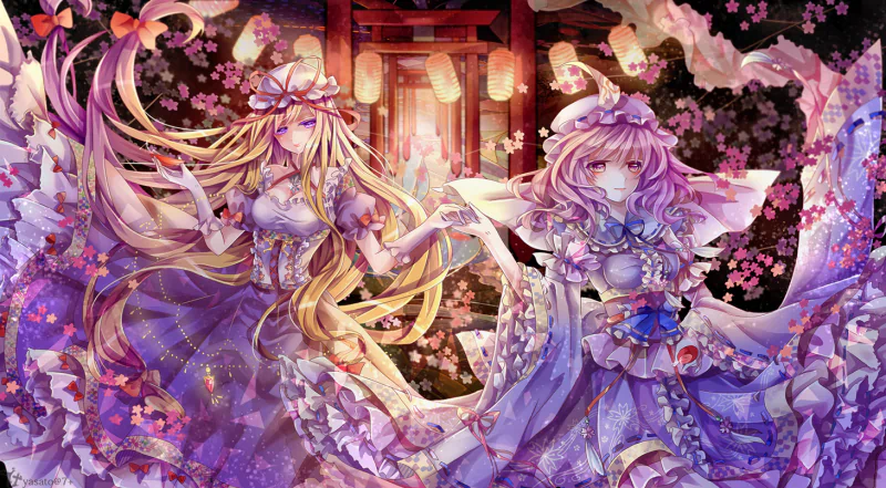 Yukari Yakumo Yuyuko Saigyouji Anime Touhou Image
