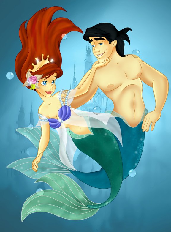 Download Smile Blue Eyes Black Hair Red Hair The Little Mermaid Merman Mermaid Prince Eric Ariel (The Little Mermaid) Movie The Little Mermaid (1989) Art