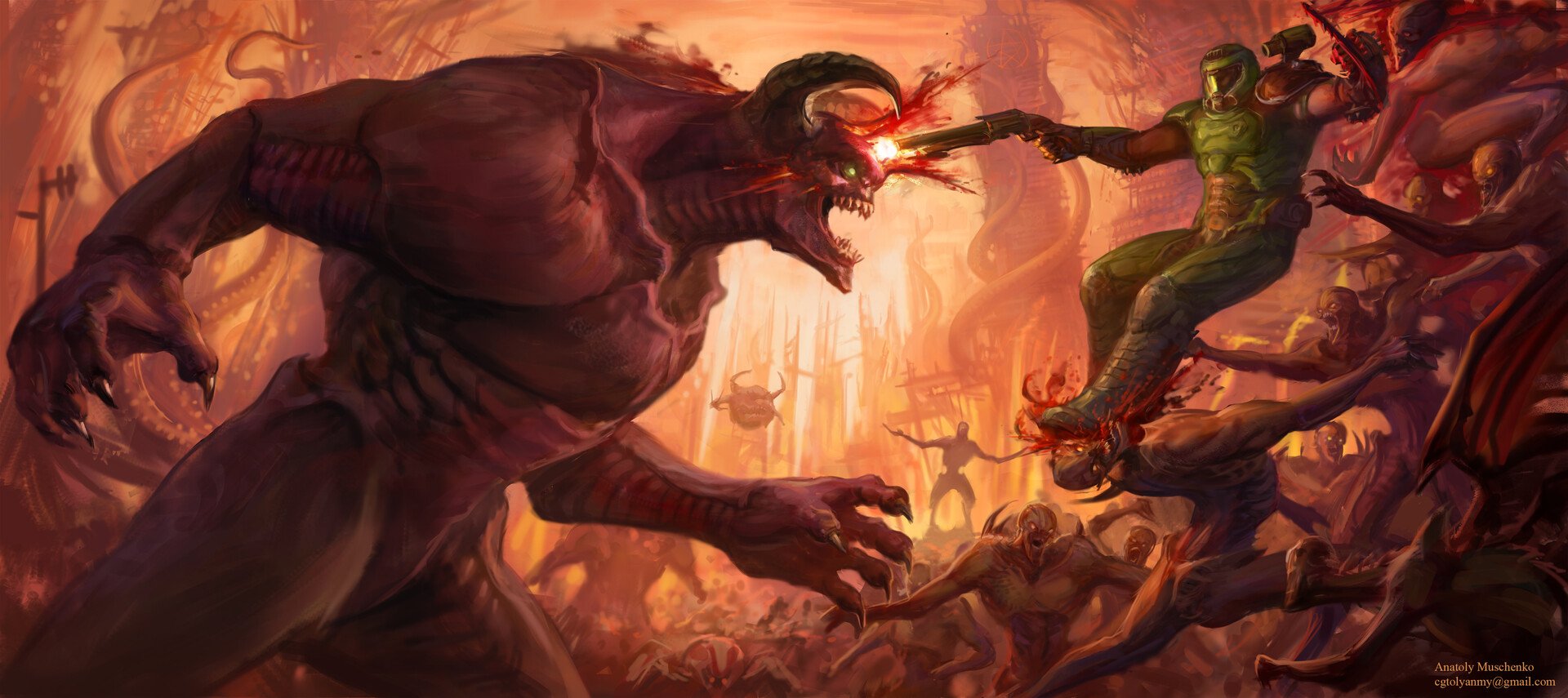 Download Demon Doomguy Video Game DOOM Eternal Art