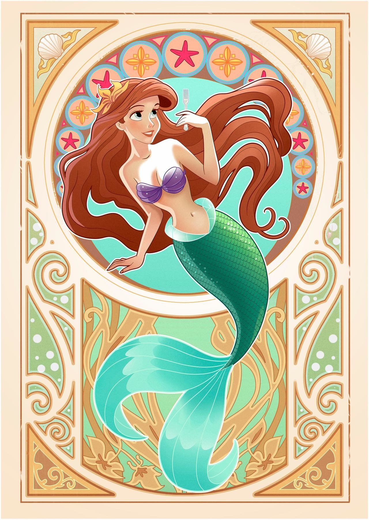 Download Red Hair Long Hair The Little Mermaid Mermaid Ariel (The Little Mermaid) Movie The Little Mermaid (1989) Art