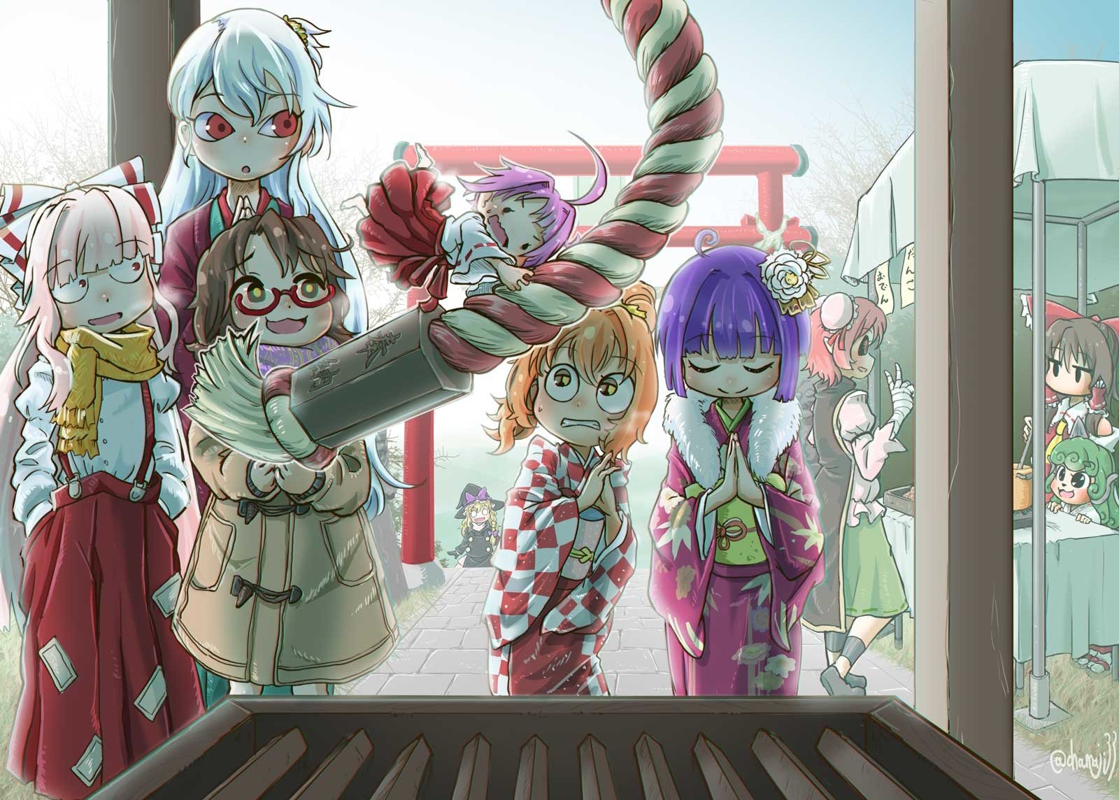 Download Aunn Komano Kasen Ibaraki Reimu Hakurei Marisa Kirisame Sumireko Usami Shinmyoumaru Sukuna Kosuzu Motoori Hieda No Akyuu Fujiwara No Mokou Keine Kamishirasawa Anime Touhou Art