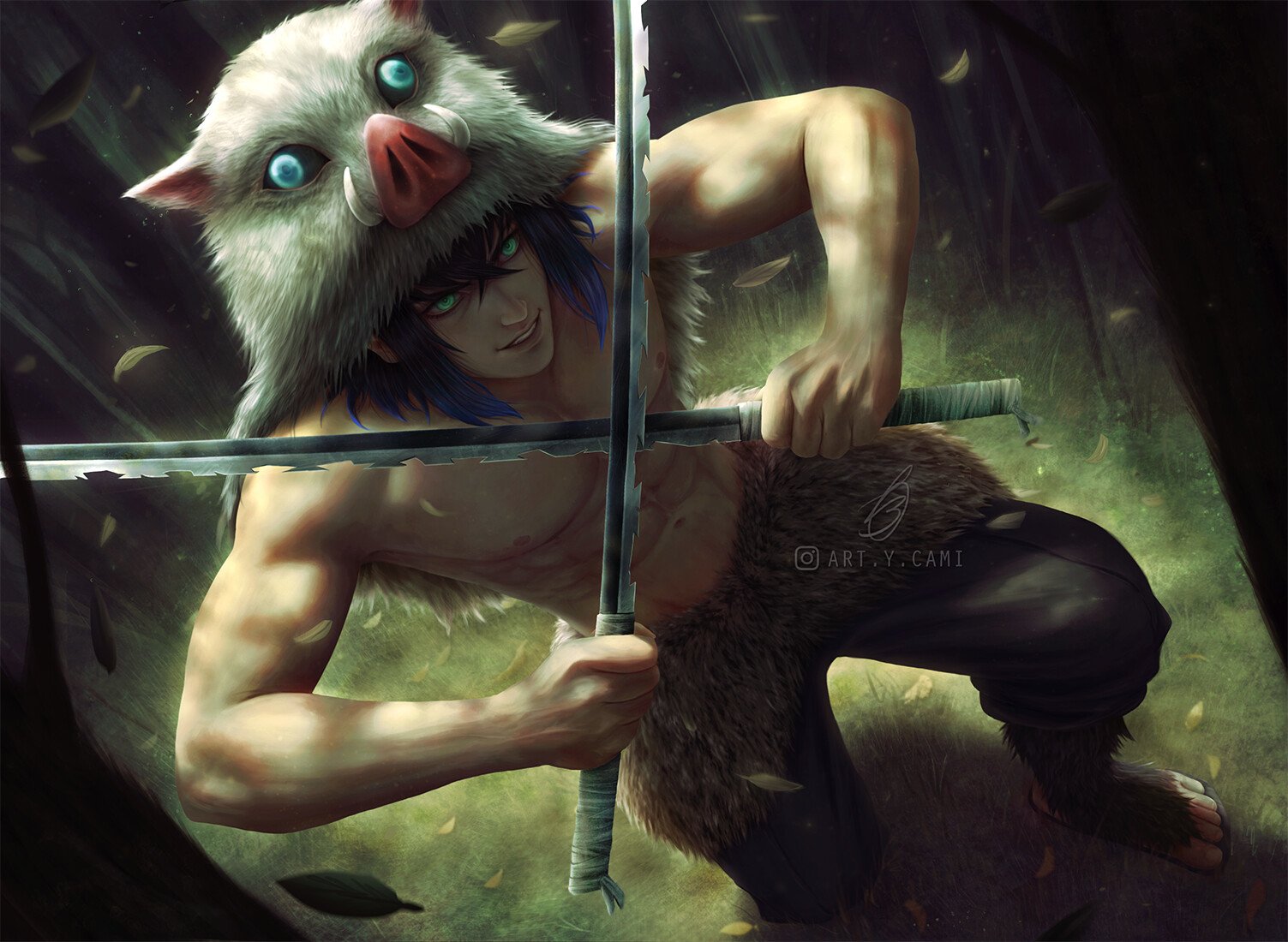 Download Inosuke Hashibira Anime Demon Slayer: Kimetsu No Yaiba Art