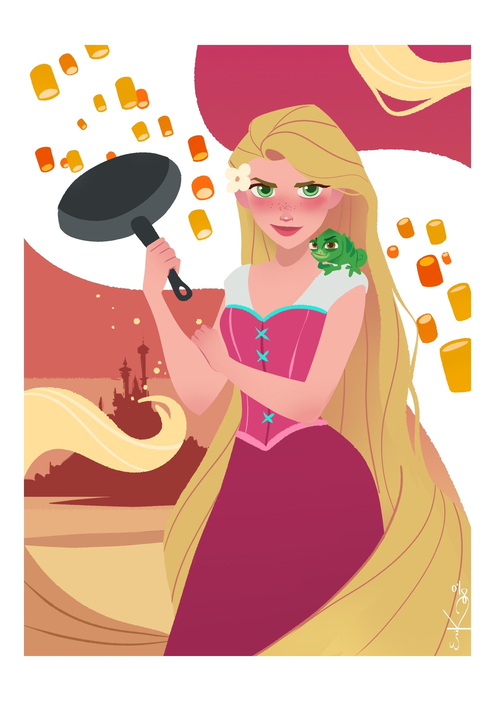 Download Green Eyes Blonde Disney Princess Pascal (Tangled) Rapunzel Movie Tangled Art