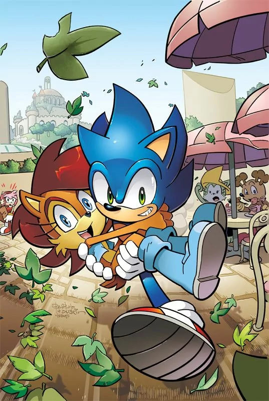 sneakers boots Archie Comics Sonally running red hair blue eyes green eyes smile Mobians (Sonic the Hedgehog) Amy Rose Sally Acorn Comic Sonic the Hedgehog Image
