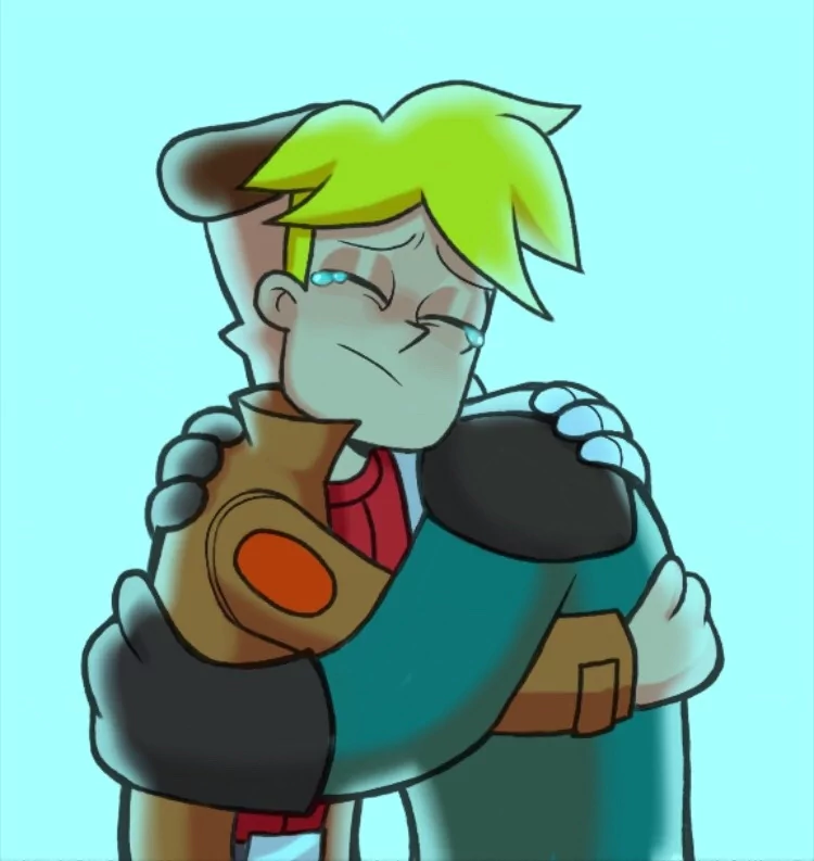 blonde hug crying John Goodspeed Gary Goodspeed TV Show Final Space Image
