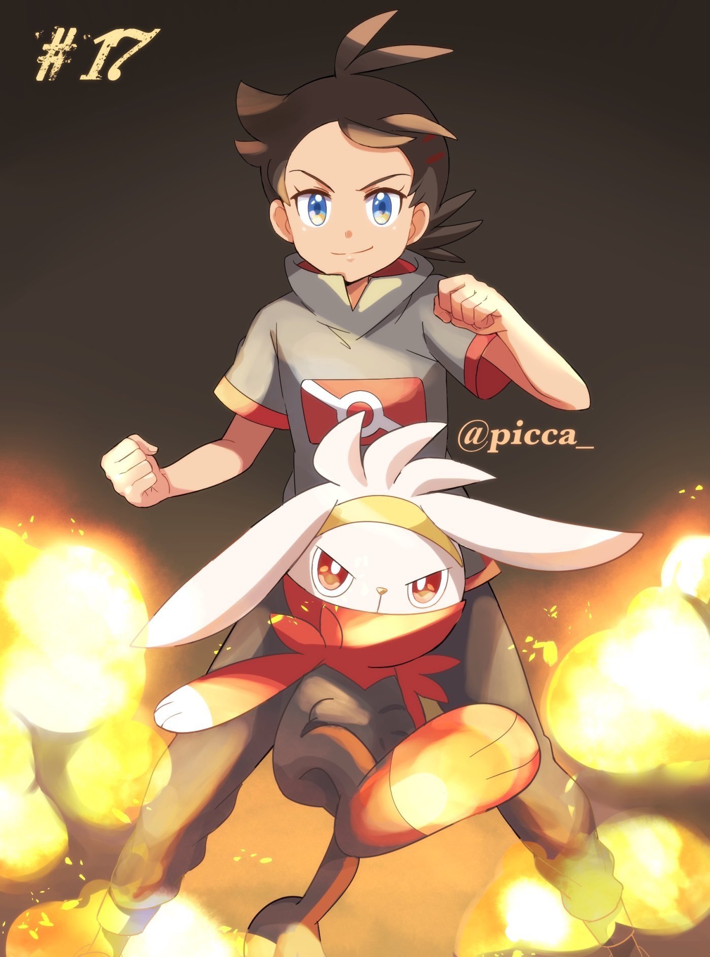 Download Black Hair Red Eyes Blue Eyes Raboot (Pokémon) Goh (Pokémon) Anime Pokemon Art