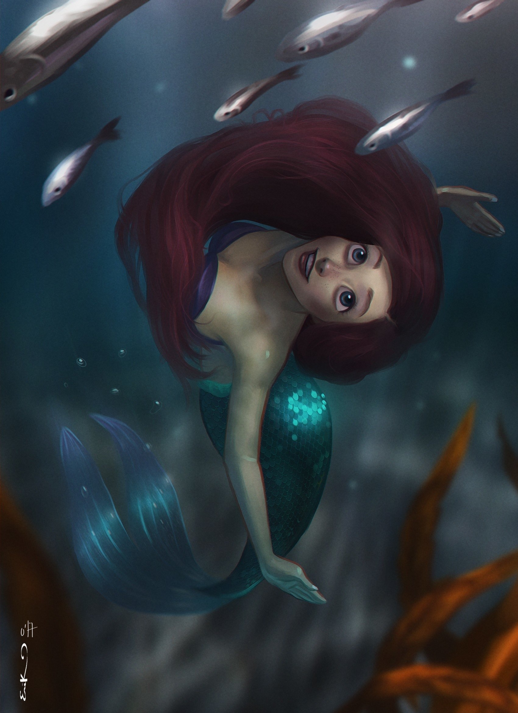 Download The Little Mermaid Fish Red Hair Mermaid Ariel (The Little Mermaid) Movie The Little Mermaid (1989) Art