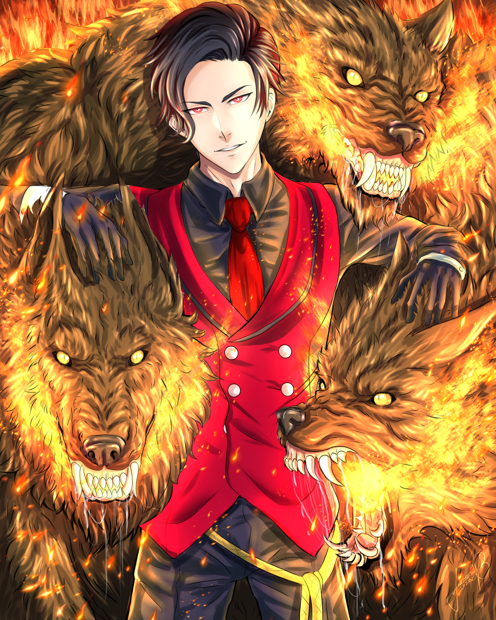 Lucifer and cerberus by AuroraArchangel