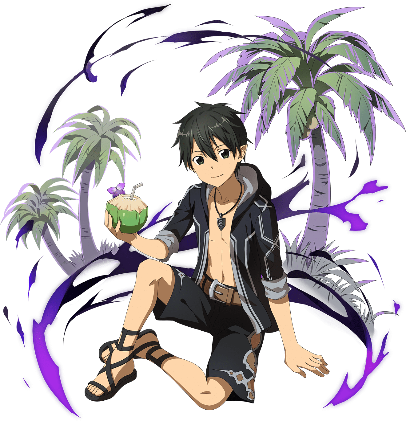 Download Kazuto Kirigaya Black Hair Shorts Feet Sandal Kirito (Sword Art Online) Video Game Sword Art Online: Memory Defrag Art