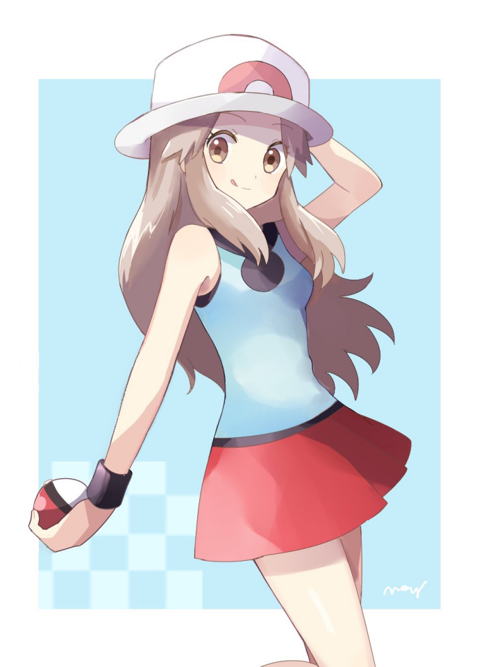 Download Brown Hair Brown Eyes Pokemon Hat Skirt Long Hair Pokeball Super Smash Bros. Leaf (Pokémon) Video Game Smash Bros Art