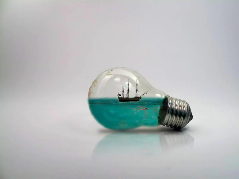 light bulb ship photography manipulation Image
