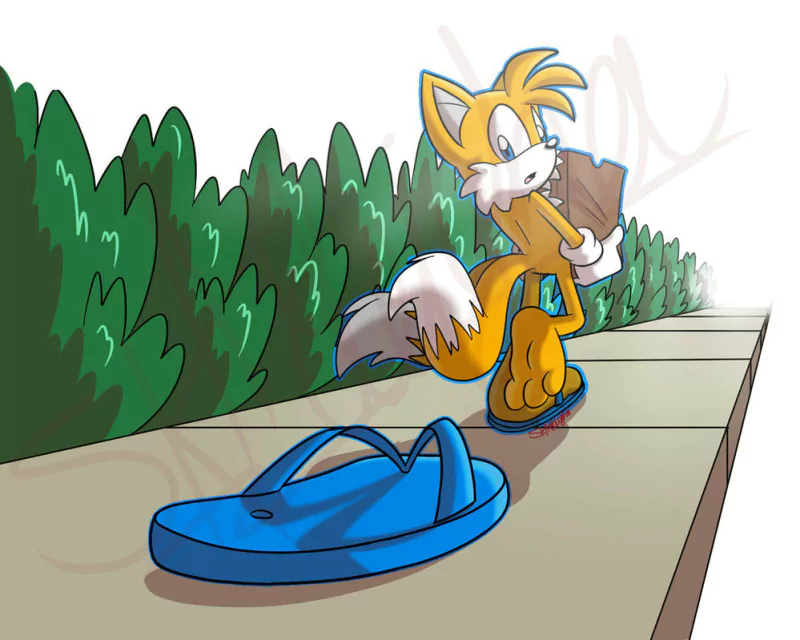 blue eyes fox sandal paw Miles 'Tails' Prower video game Sonic the Hedgehog Image