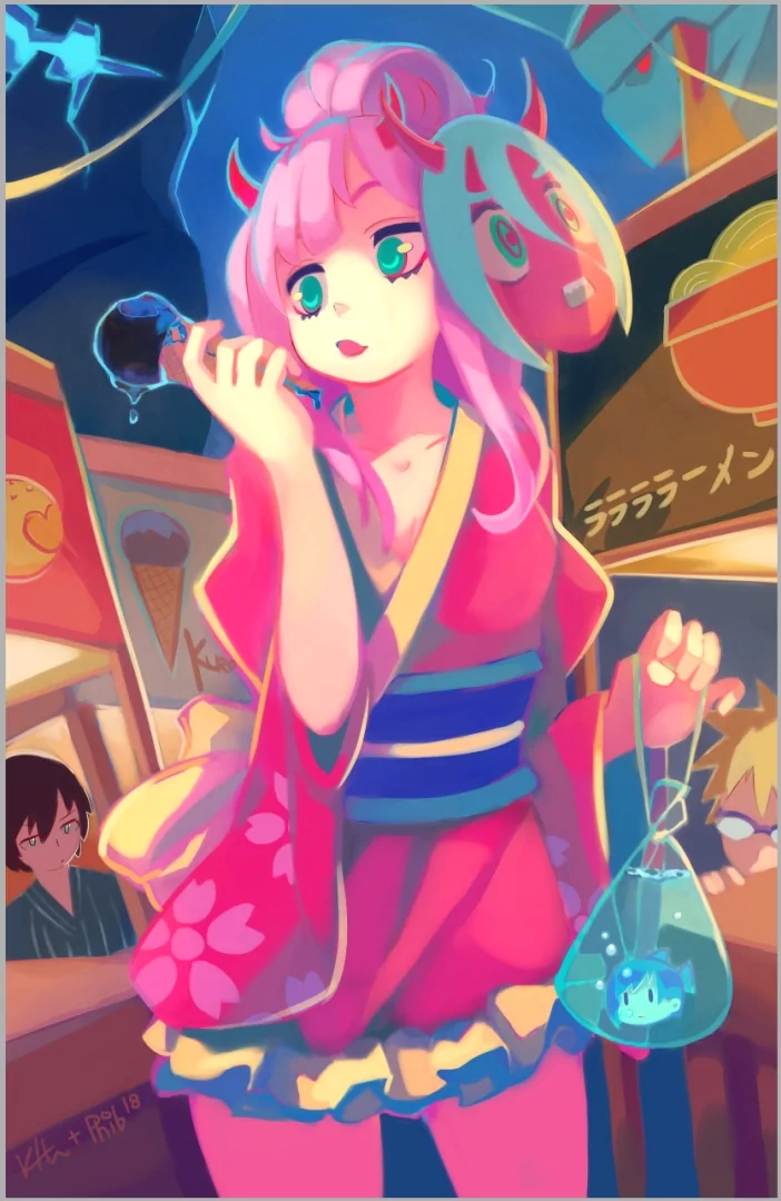  Zero Two and her gang enjoying the summer festivities... by Phibonnachee