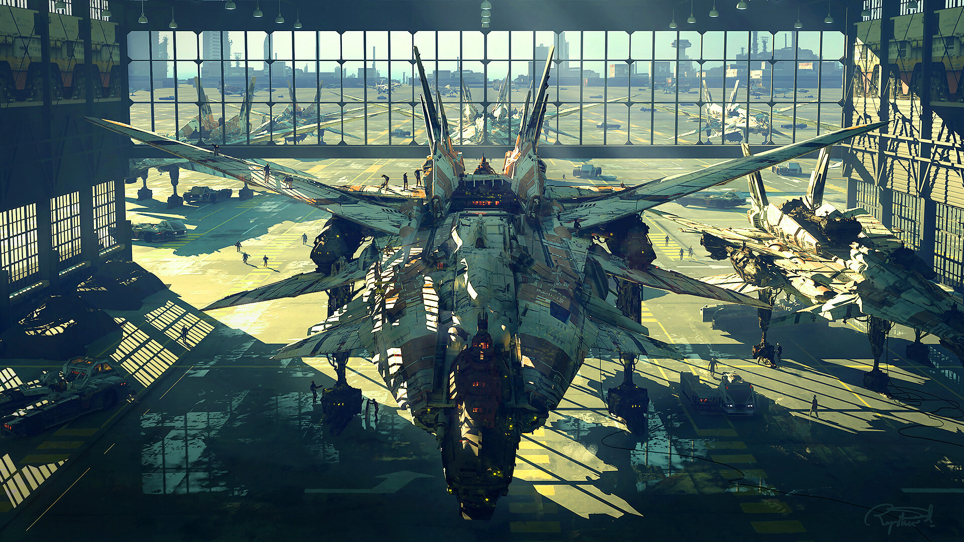 Sci Fi Aircraft Art by Raphael Lacoste
