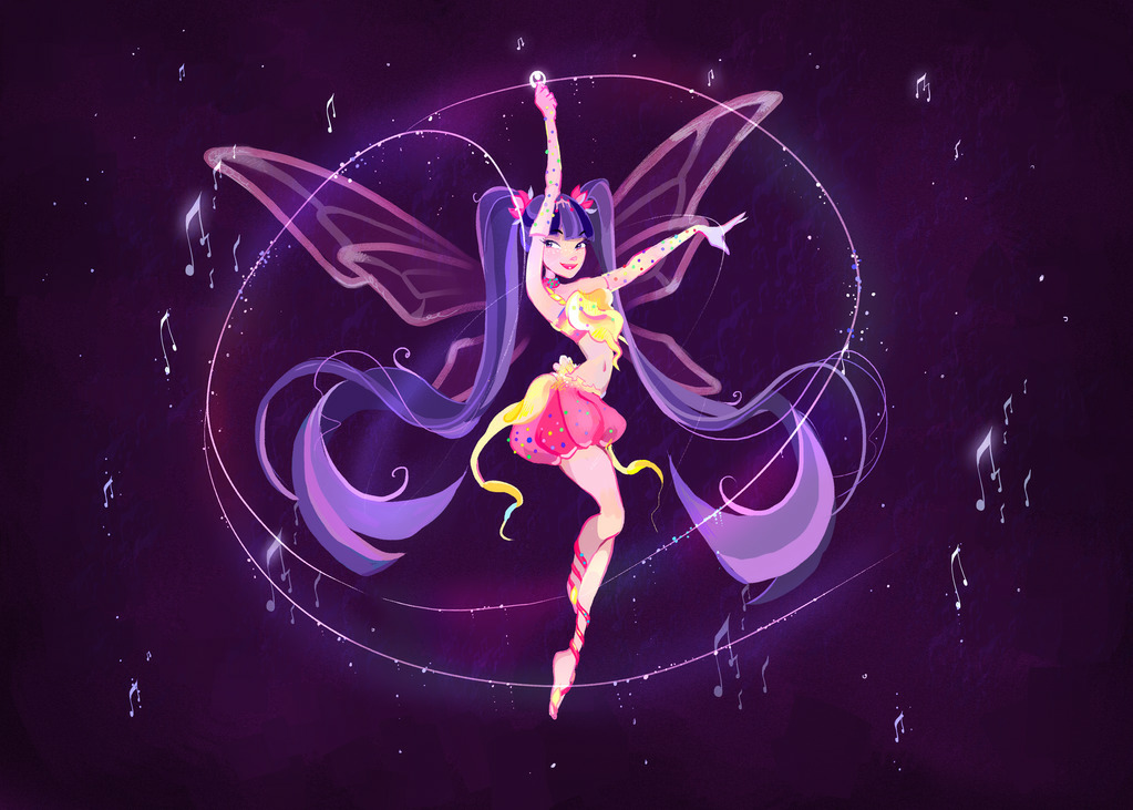 Download Pigtail Black Hair Long Hair Wings Fairy Musa (Winx Club) TV Show Winx Club Art