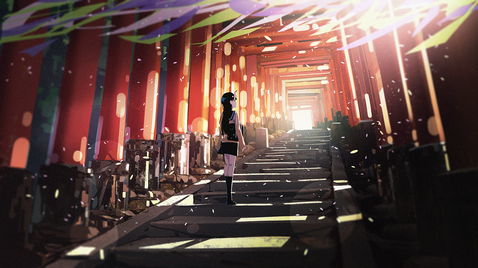 Download Torii Anime Stairs Art
