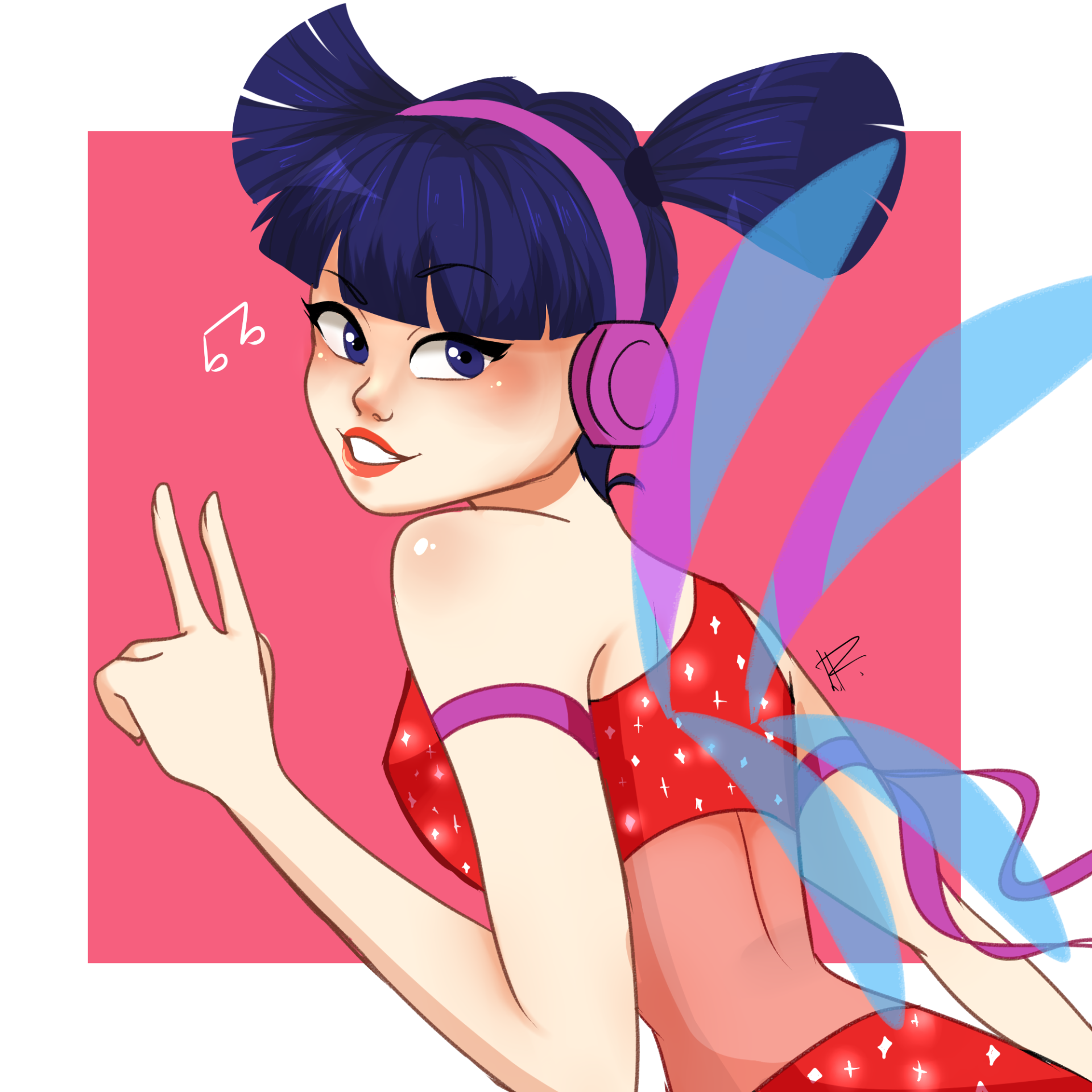 Download Peace Sign Pigtail Wings Fairy Musa (Winx Club) TV Show Winx Club Art