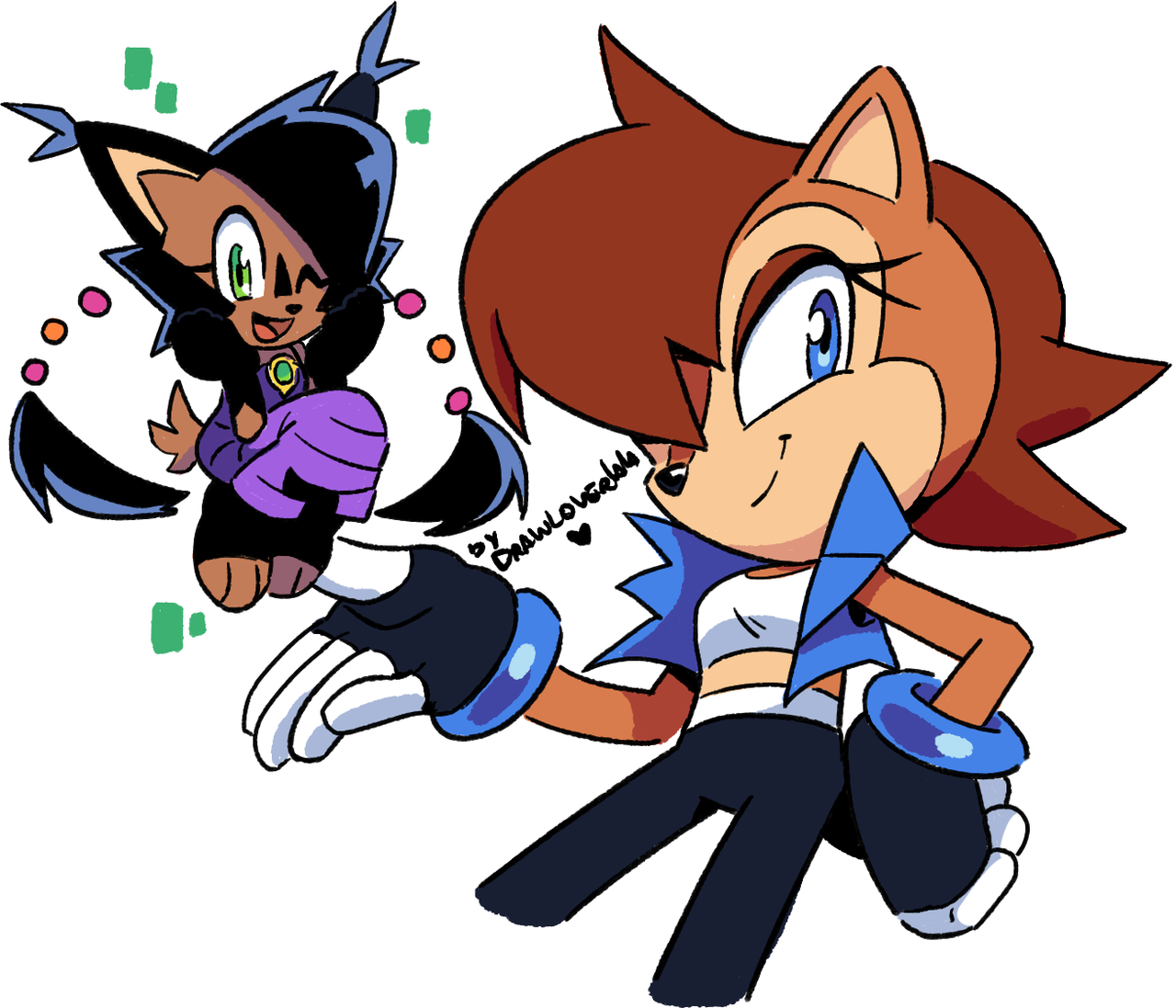 Download Cute Green Eyes Smile Blue Eyes Nicole The Holo Lynx Sally Acorn Comic Sonic The Hedgehog Art