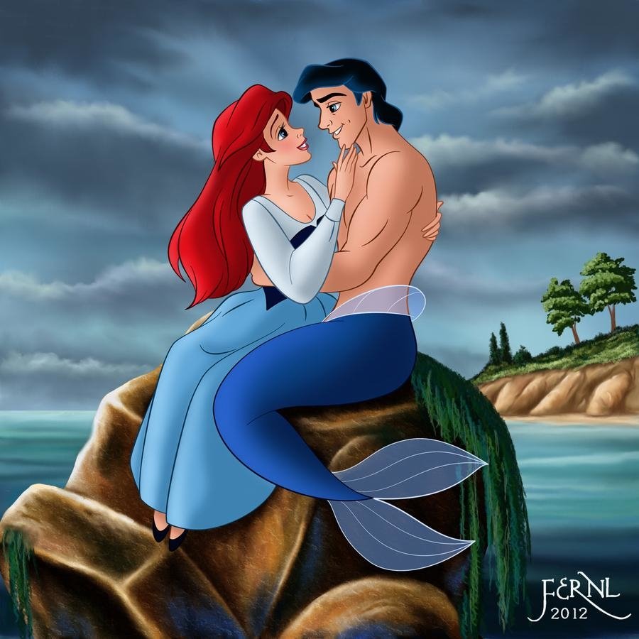 Download Blue Eyes The Little Mermaid Dress Black Hair Red Hair Merman Prince Eric Ariel (The Little Mermaid) Movie The Little Mermaid (1989) Art