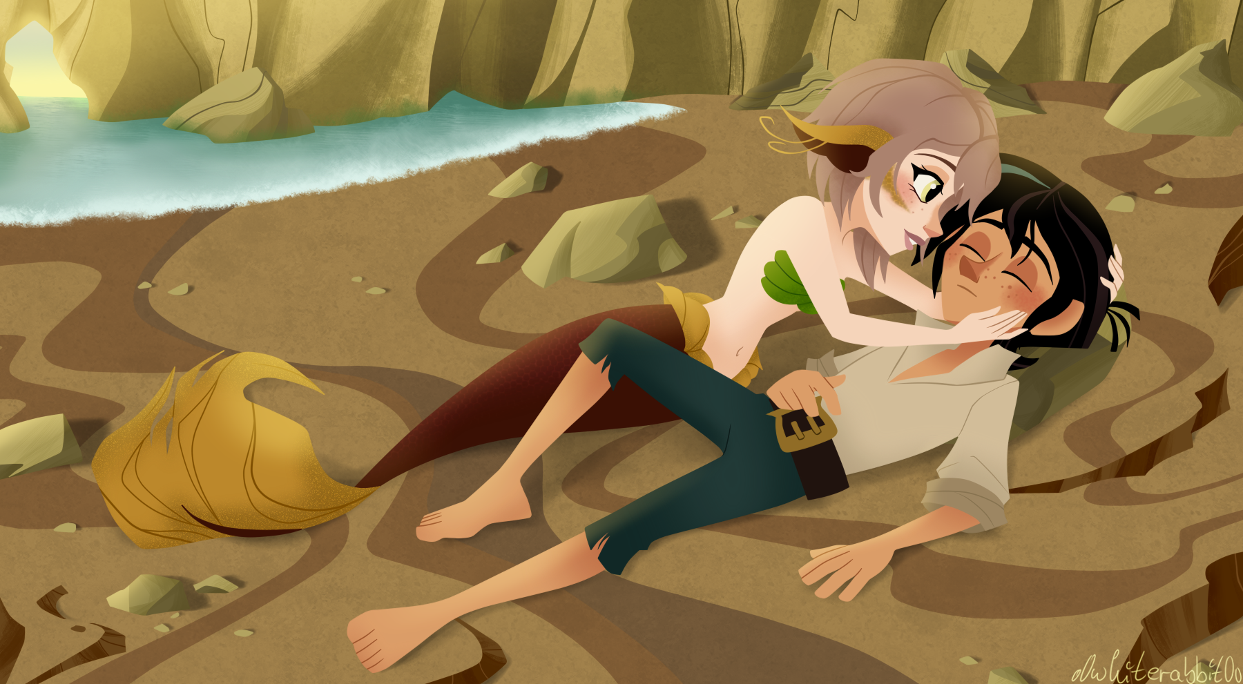 Download Tangled The Little Mermaid Black Hair Feet Barefoot Mermaid Varian (Tangled) Movie Crossover Art