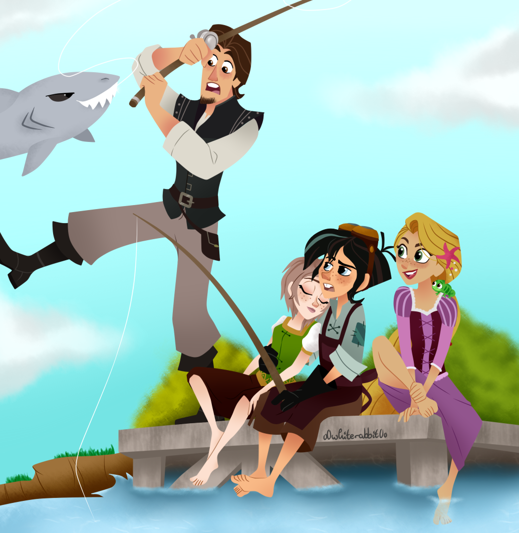 Download Brown Hair Fishing Rod Green Eyes Blue Eyes Pascal (Tangled) Boots Barefoot Feet Black Hair Blonde Shark Varian (Tangled) Eugene Fitzherbert Rapunzel TV Show Tangled: The Series Art