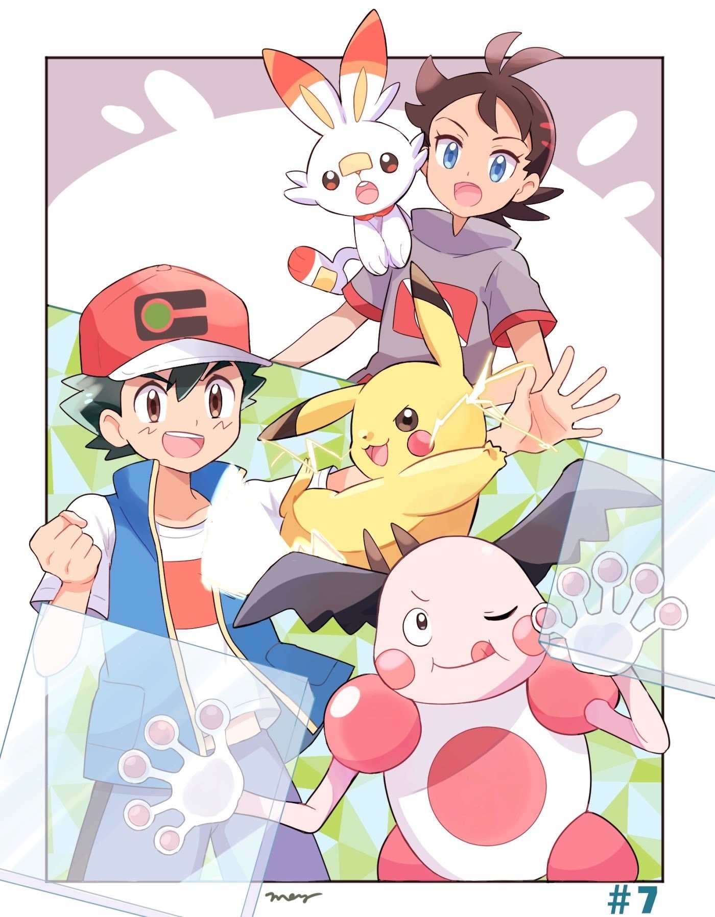 Download Black Hair Mr. Mime (Pokémon) Scorbunny (Pokémon) Pikachu Goh (Pokémon) Ash Ketchum Anime Pokemon Art