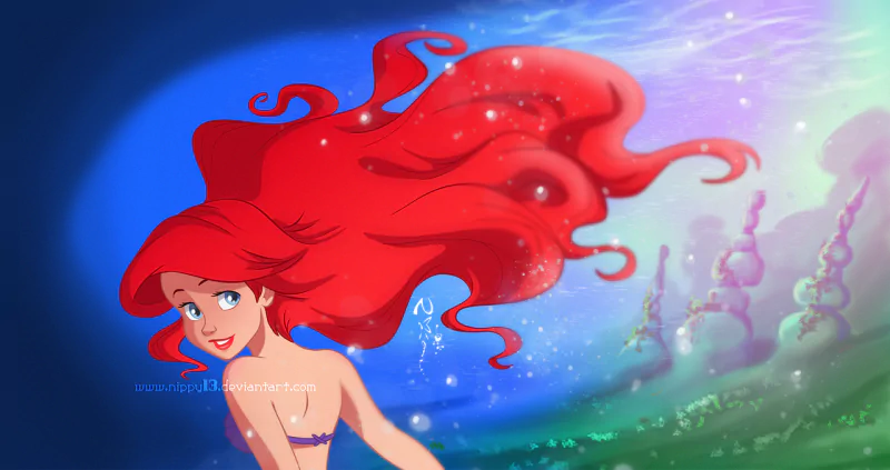 long hair underwater blue eyes mermaid red hair smile Ariel (The Little Mermaid) movie The Little Mermaid (1989) Image