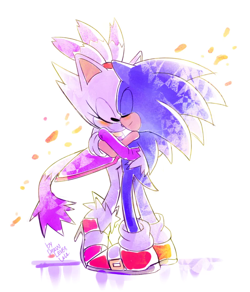 hug blush Blaze the Cat video game Sonic the Hedgehog Image