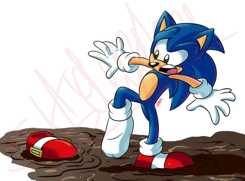 Mega-Muck green eyes sneakers socks mud video game Sonic the Hedgehog Image
