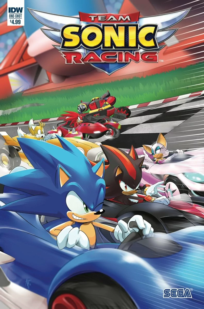 IDW Comics Team Sonic Racing car wink Knuckles the Echidna E-123 Omega Miles 'Tails' Prower Rouge the Bat Shadow the Hedgehog Sonic the Hedgehog Comic Sonic the Hedgehog (IDW) Image