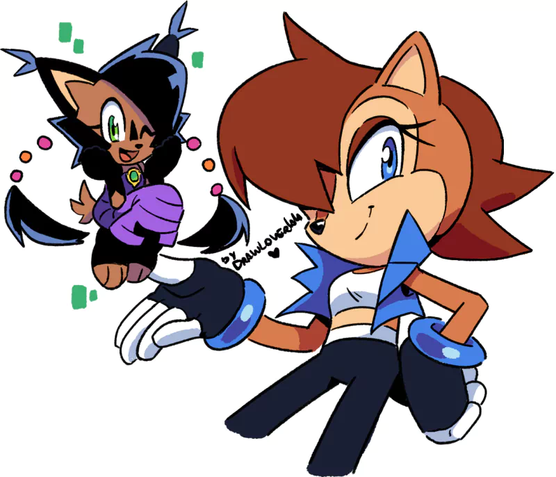 cute green eyes smile blue eyes Nicole the Holo Lynx Sally Acorn Comic Sonic the Hedgehog Image