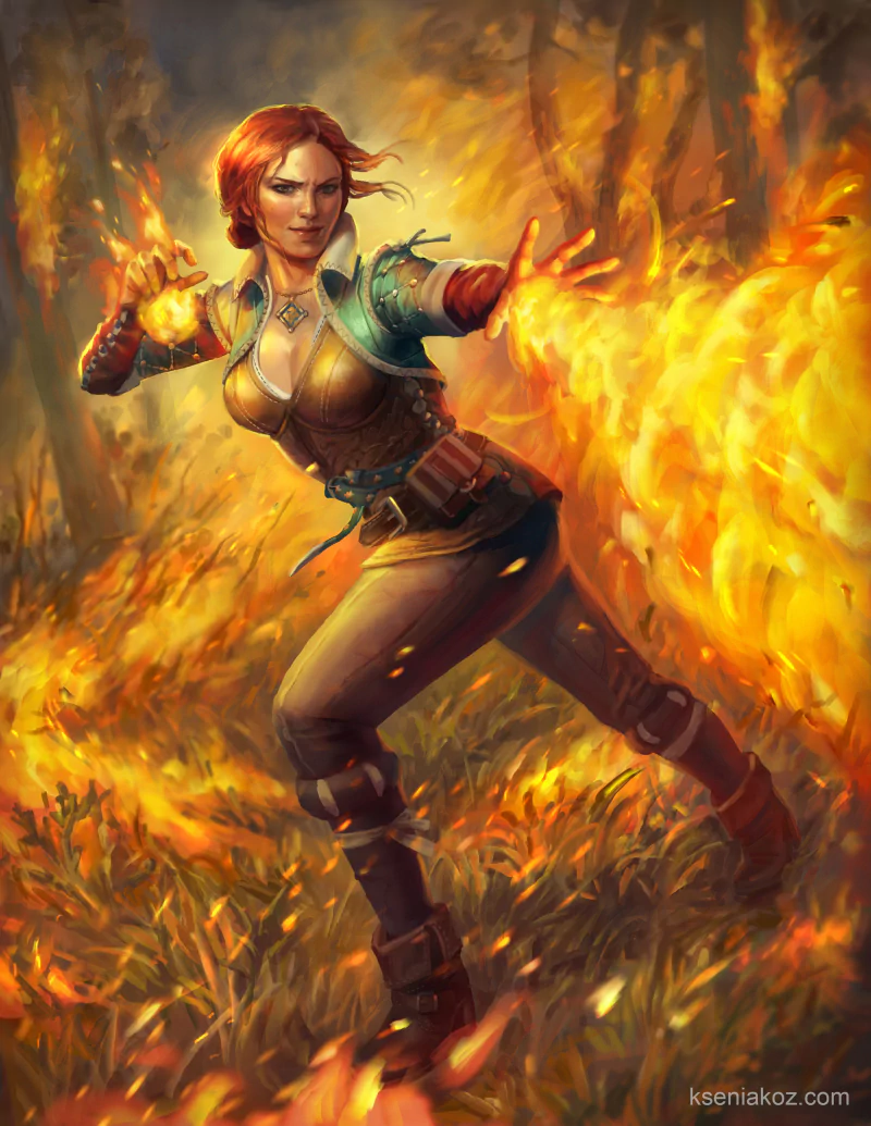 fire Triss Merigold video game The Witcher 3: Wild Hunt Image