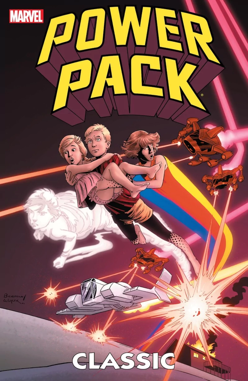 pajamas blonde Katie Power Lightspeed (Marvel Comics) flying barefoot Julie Power Zero-G (Marvel Comics) Alex Power Comic Power Pack Image