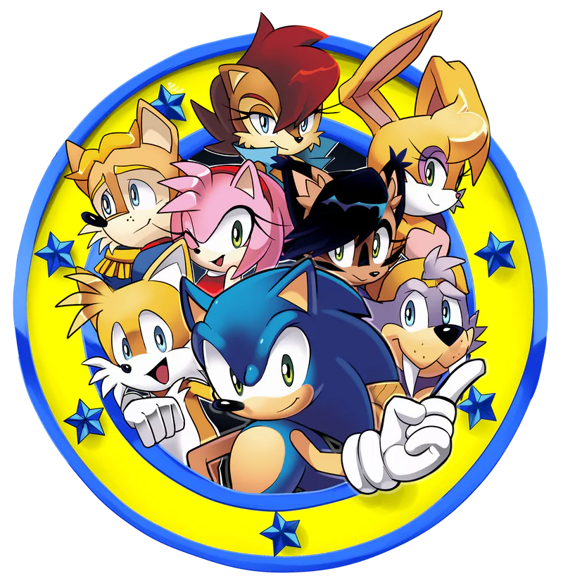 red hair smile green eyes blue eyes Freedom Fighters (Sonic the Hedgehog) Amy Rose Sally Acorn Rotor the Walrus Nicole the Holo Lynx Bunnie Rabbot Antoine D'Coolette Sonic the Hedgehog Comic Archie Sonic Online Image