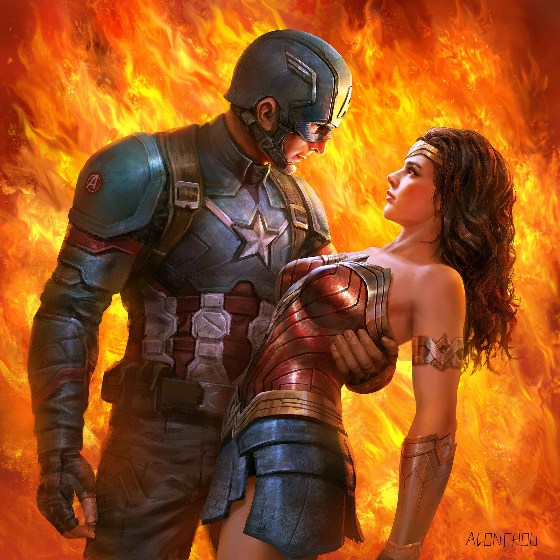 Download DC Comics Captain America Wonder Woman Comic Crossover Art