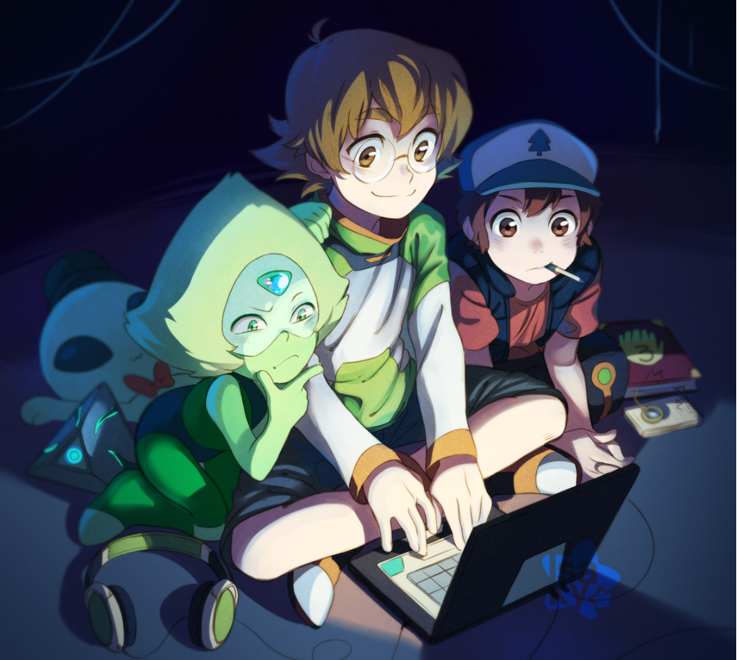 Download Brown Eyes Cap Steven Universe Gravity Falls Voltron Legendary Defender Brown Hair Smile Glasses Computer Peridot (Steven Universe) Dipper Pines Pidge (Voltron) TV Show Crossover Art