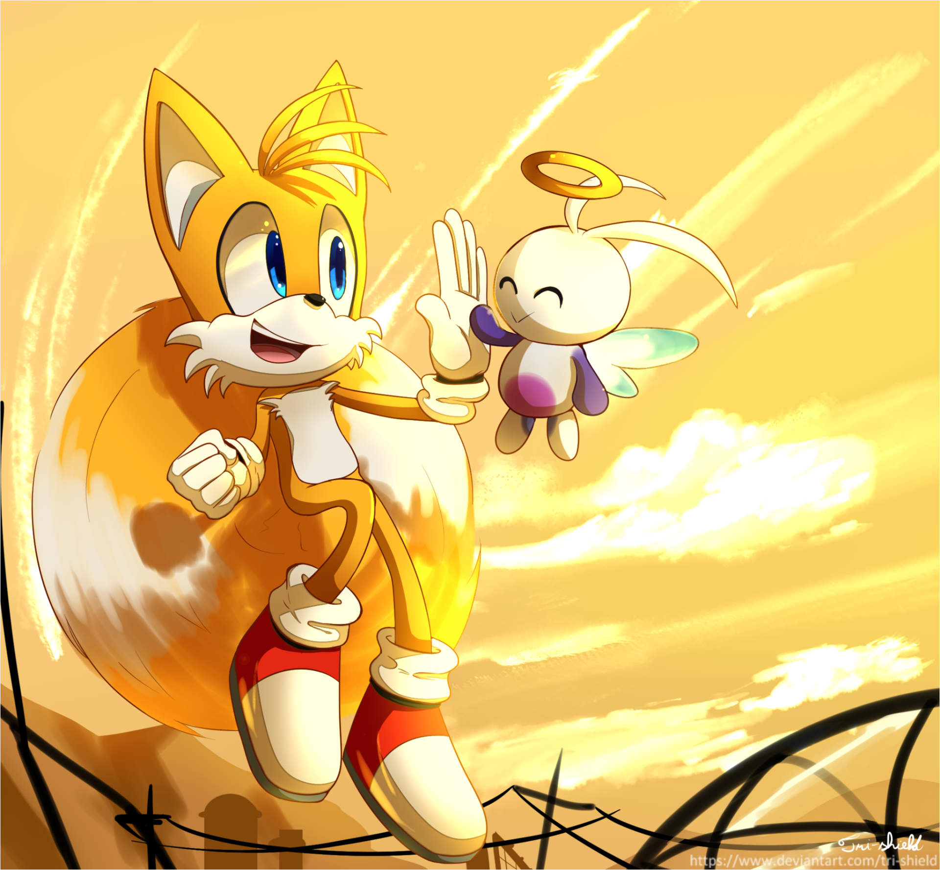 Download Sneakers Blue Eyes Chao (Sonic) Miles 'Tails' Prower Video Game Sonic The Hedgehog Art