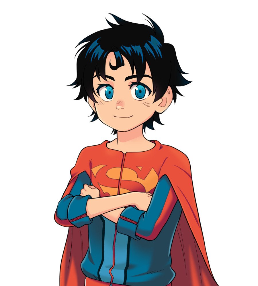 Download Cute Blue Eyes Black Hair Smile DC Comics Superboy Jon Kent Comic Super-Sons Art