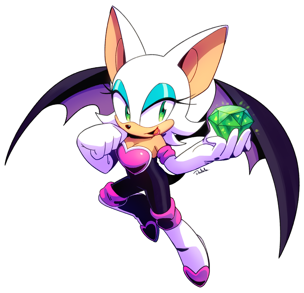 Download Green Eyes Wings Chaos Emerald Rouge The Bat Video Game Sonic The Hedgehog Art