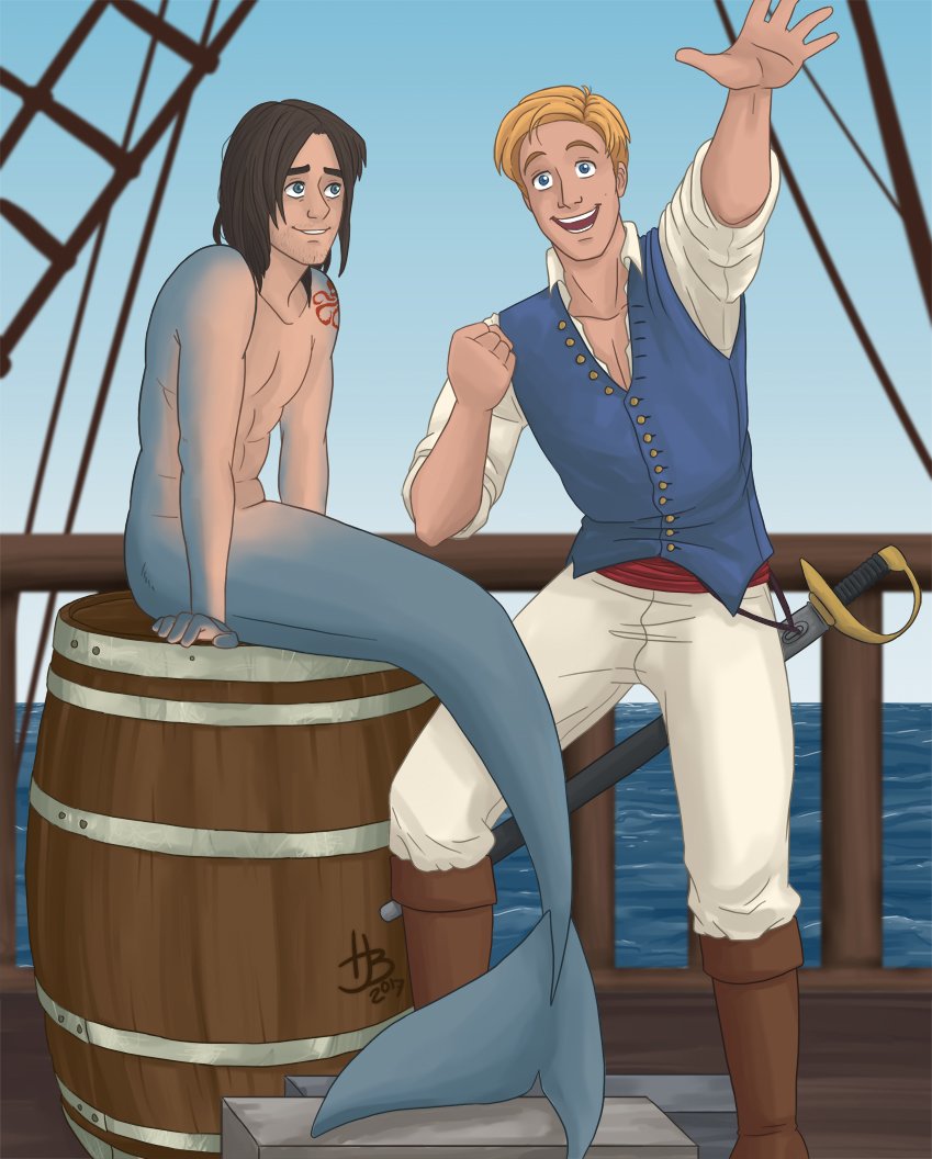 Download Brown Hair Blonde Merman Bucky Barnes Steve Rogers Fantasy Mermaid Art