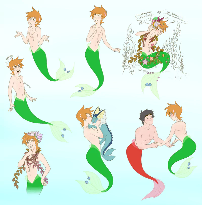 Vaporeon (Pokémon) crossover tail merman Red (Pokémon) Blue (Pokémon) video game Pokemon Image