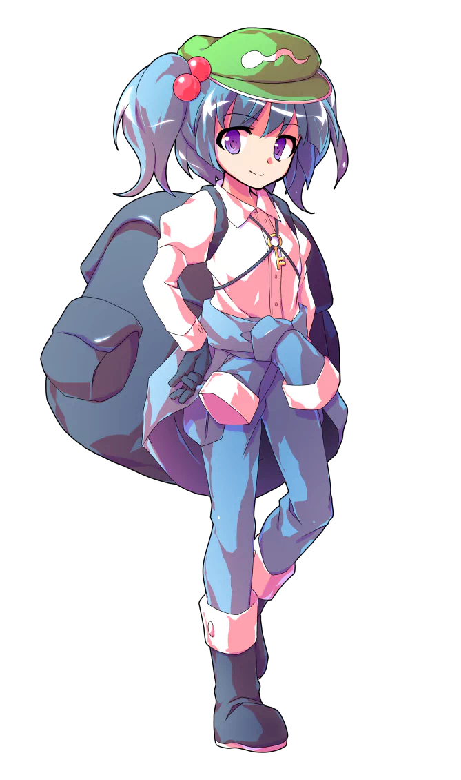 smile blue hair Nitori Kawashiro Anime Touhou Image