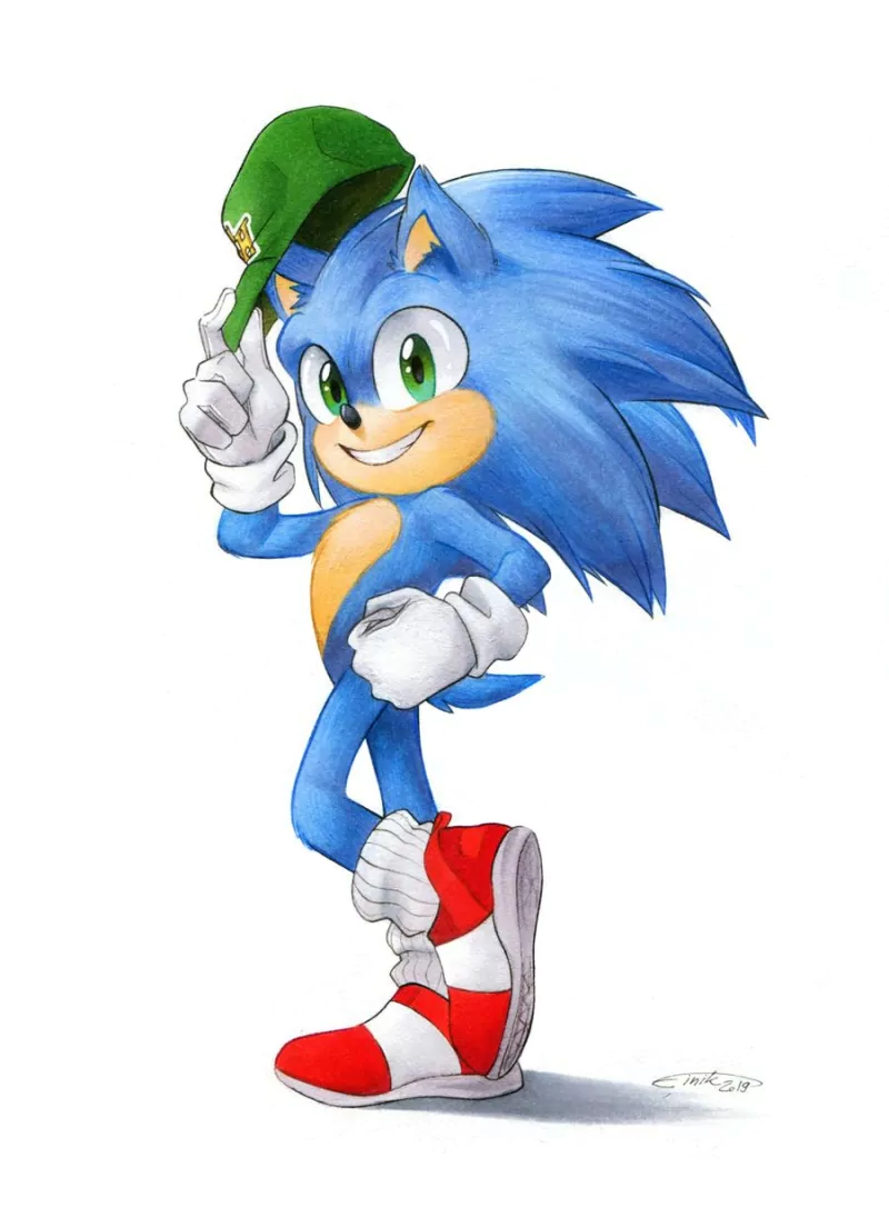 cap smile green eyes movie Sonic the Hedgehog Image