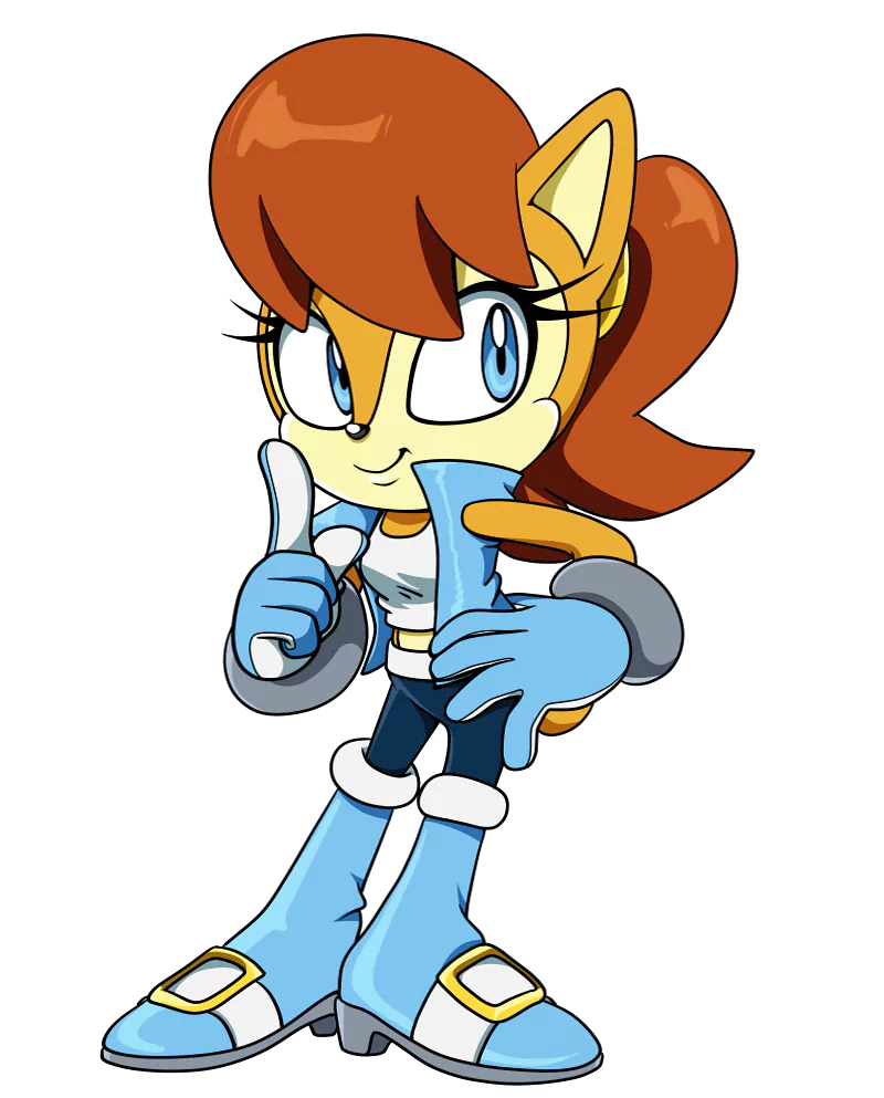 jacket boots blue eyes smile Sally Acorn Comic Sonic the Hedgehog Image