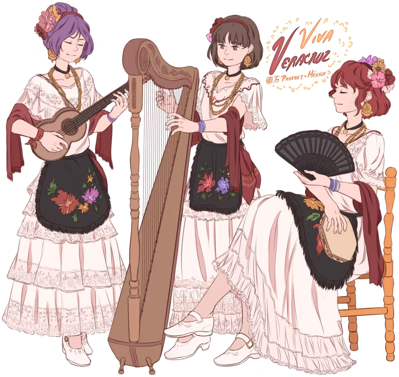 Raiko Horikawa Yatsuhashi Tsukumo Benben Tsukumo Anime Touhou Image