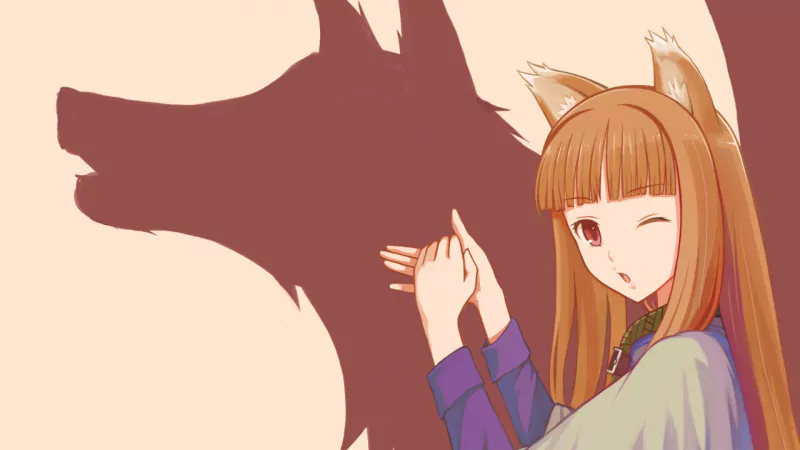 animal ears red eyes brown hair long hair wolf Holo (Spice & Wolf) Anime Spice and Wolf Image